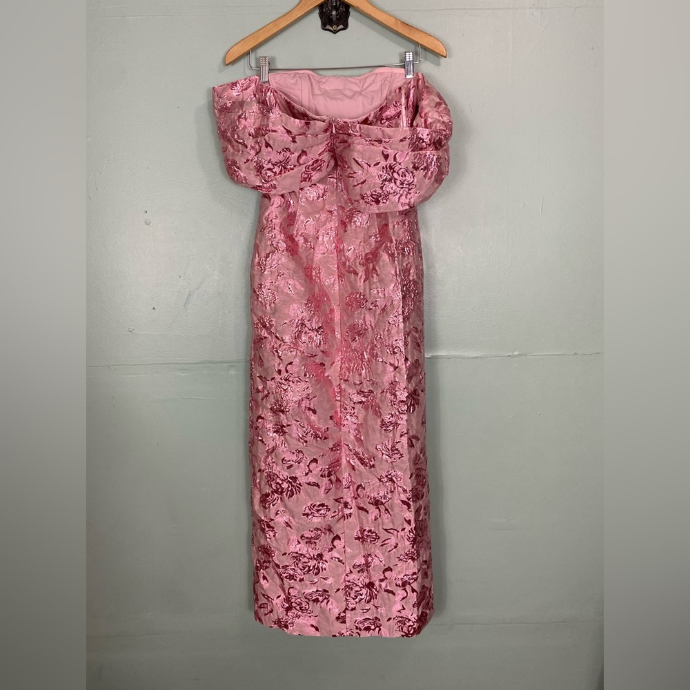AVAILABLE (out of town)-Petal & Pup Pink Off-Shoulder Floral Jacquard Maxi Dress - Picture 4 of 7